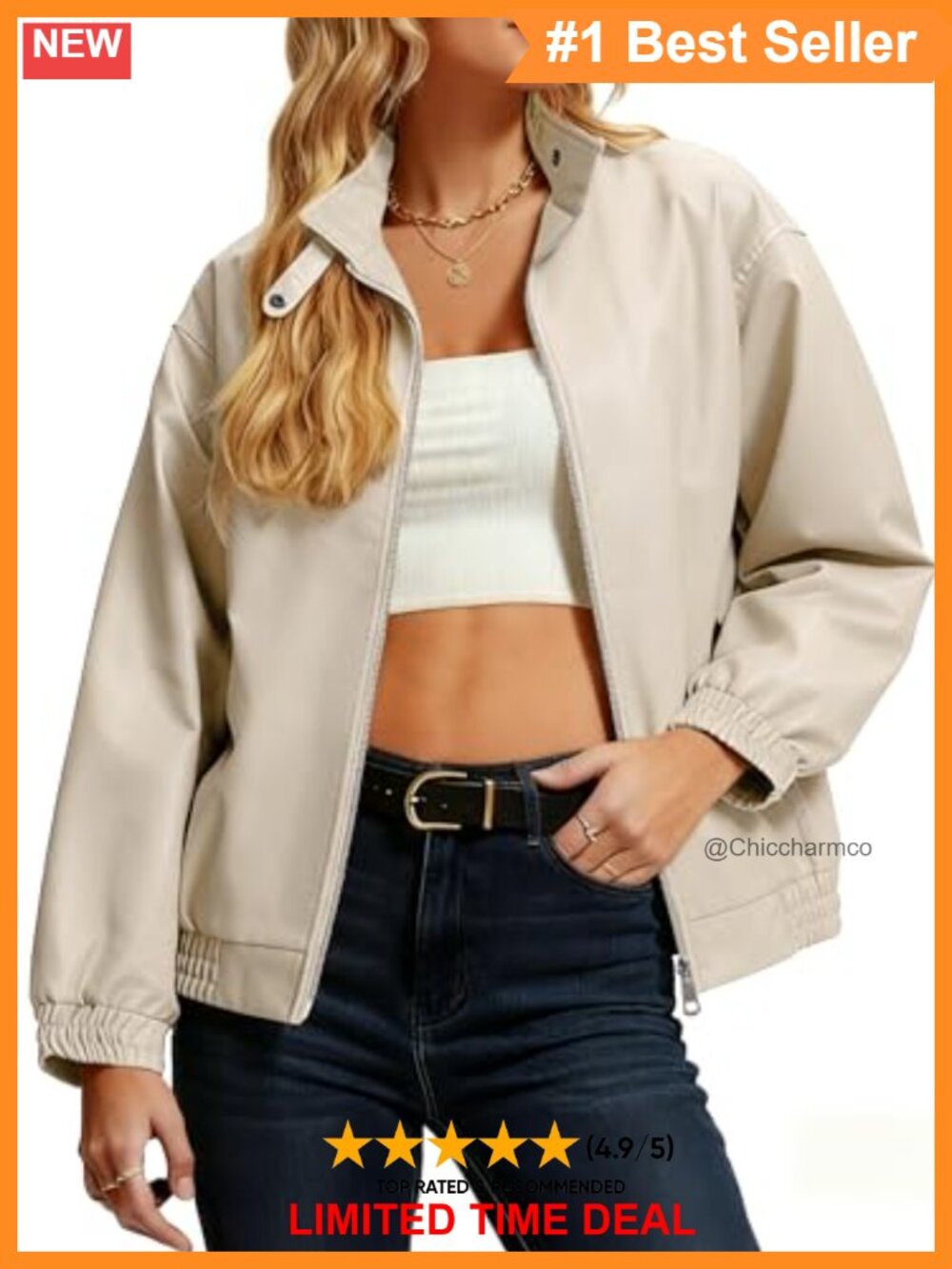 Faux Leather Oversized Bomber Jacket Double Zipper Moto Coat
